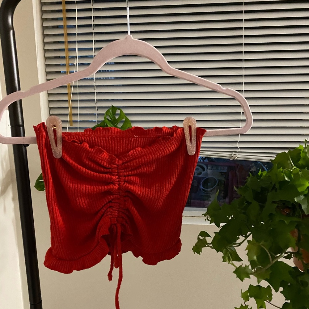 Red Scrunched Tube Top